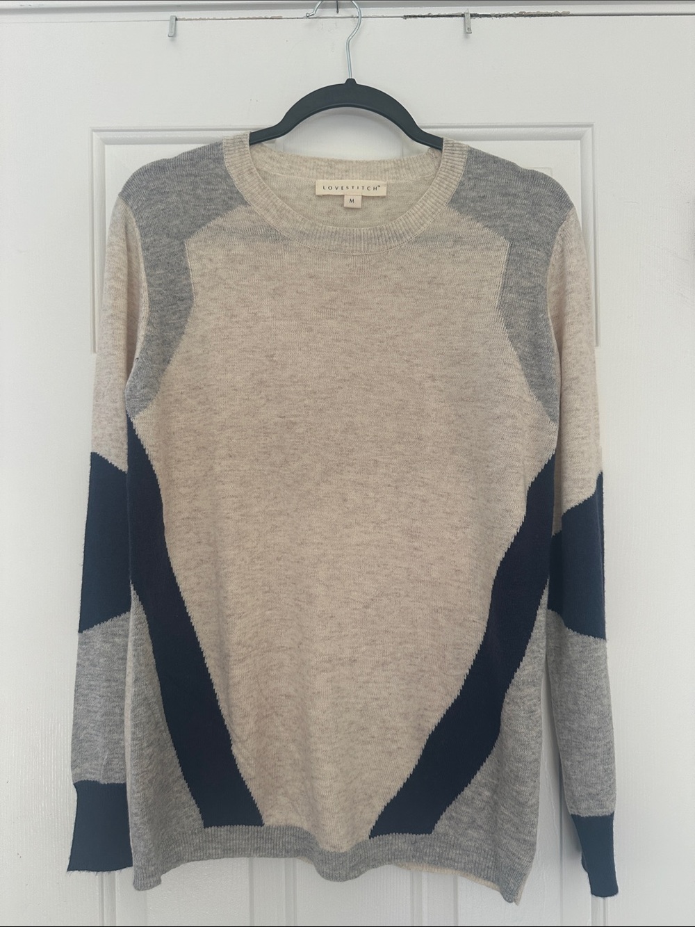 lovestitch Crewneck Sweater - Beige, Gray & Navy
